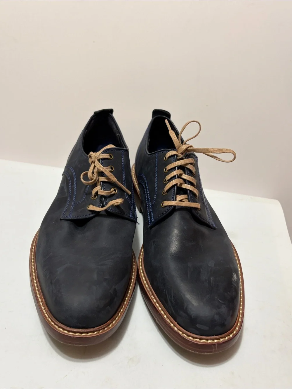 Cole Haan Men's Blue Leather Derby Shoes with Lace Up Sz 8M